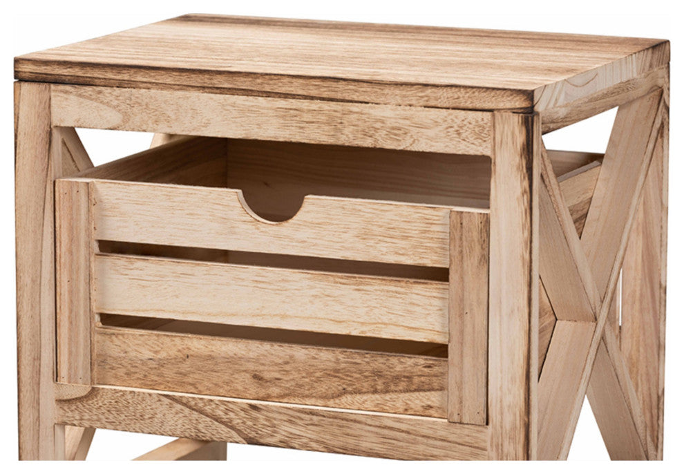 Mandell Natural Brown Finished Wood 2-Drawer Storage Unit