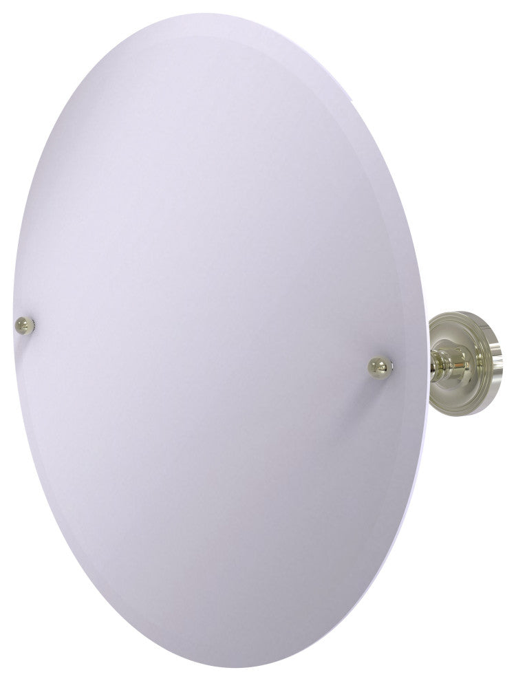 Frameless Round Beveled Edge Tilt Mirror, Polished Nickel