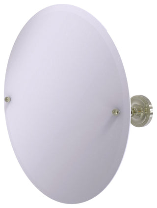 Frameless Round Beveled Edge Tilt Mirror, Polished Nickel