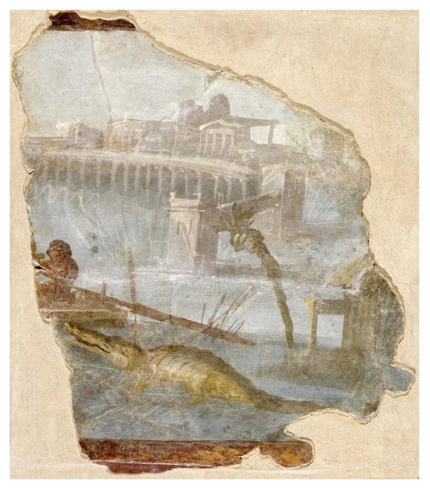 "Fresco Fragment with Nilotic Landscape" Paper Art, 37"x42"