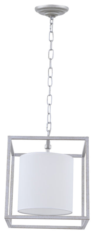 Vintage Silver Finish And White Shade 1-Light Pendant