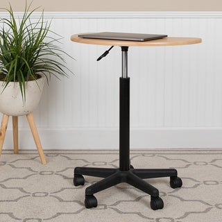 Maple Sit to Stand Mobile Desk