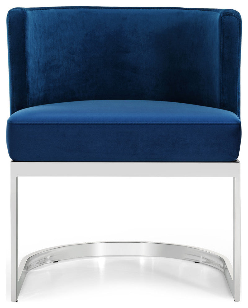 Gianna Velvet Dining Chair, Navy, Chrome Base