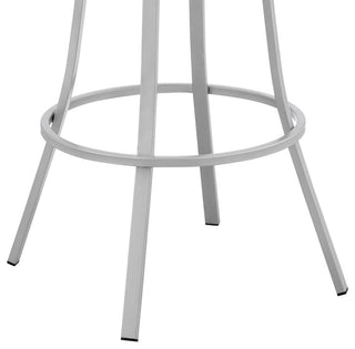 Palmdale Swivel Faux Leather Stool, Silver/White, 30" Counter Height