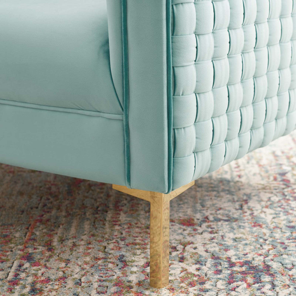 Armchair Accent Chair, Velvet, Blue, Modern, Living Lounge Hotel Hospitality