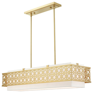 Soft Gold Fretwork, Ornamental, Transitional, Sophisticated Linear Chandelier