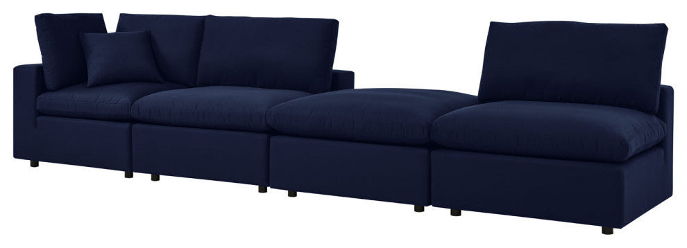 Modular Sectional Deep Sofa Chair Set, Sunbrella, Blue Navy, Outdoor Patio