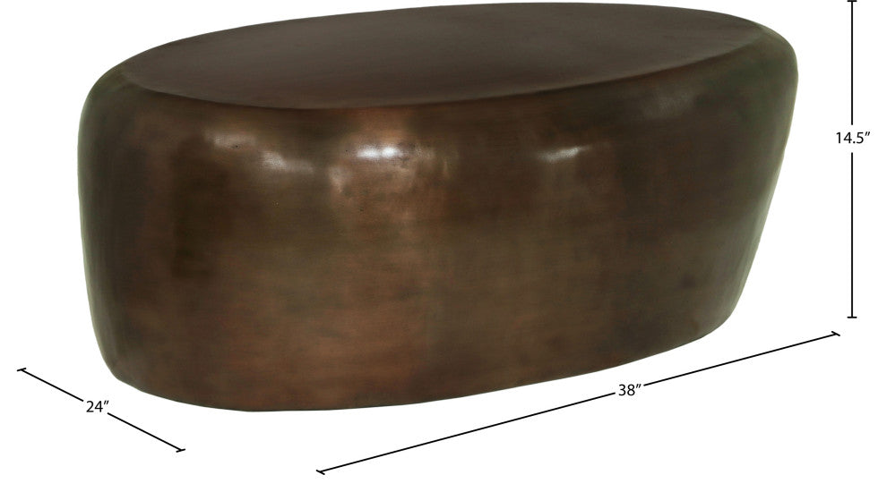 Capsule Aluminum Coffee Table, Brown, 38" W x 24" D x 14.5" H
