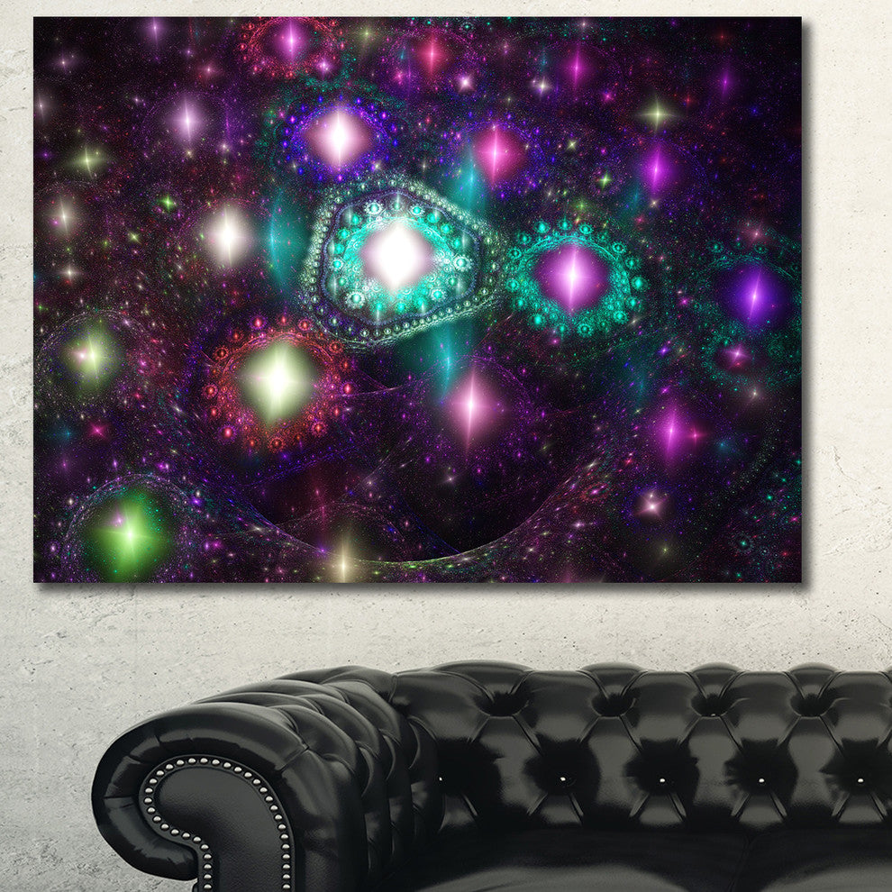 Far Bright Colorful Space Galaxy, Oversized Abstract Canvas Art Print, 60x40