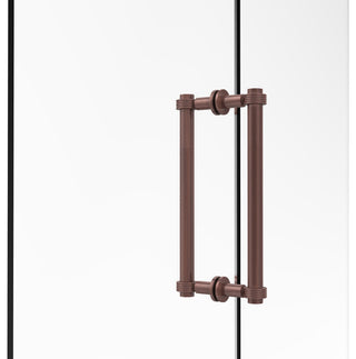 Contemporary 12" Grooved Accent Back to Back Shower Door Pull, Antique Copper