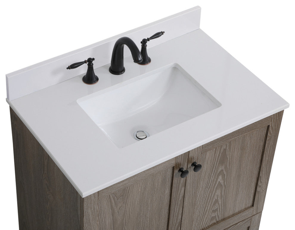 Home Living 30" Single Bathroom Vanity, Weathered Oak With Backsplash
