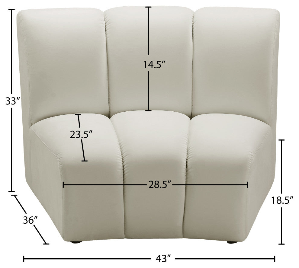 Infinity Channel Tufted Velvet Modular Chair, Cream, 1 Piece