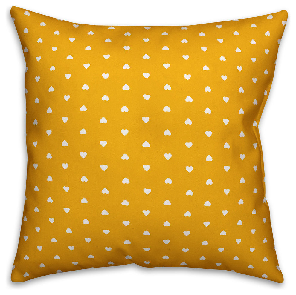 Tiny Hearts Pattern, Yellow Throw Pillow, 16"x16"