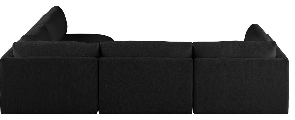Ease Fabric Upholstered L-Shaped Modular Sectional, Black, 4 Piece: 2 Corner, 2 Armless