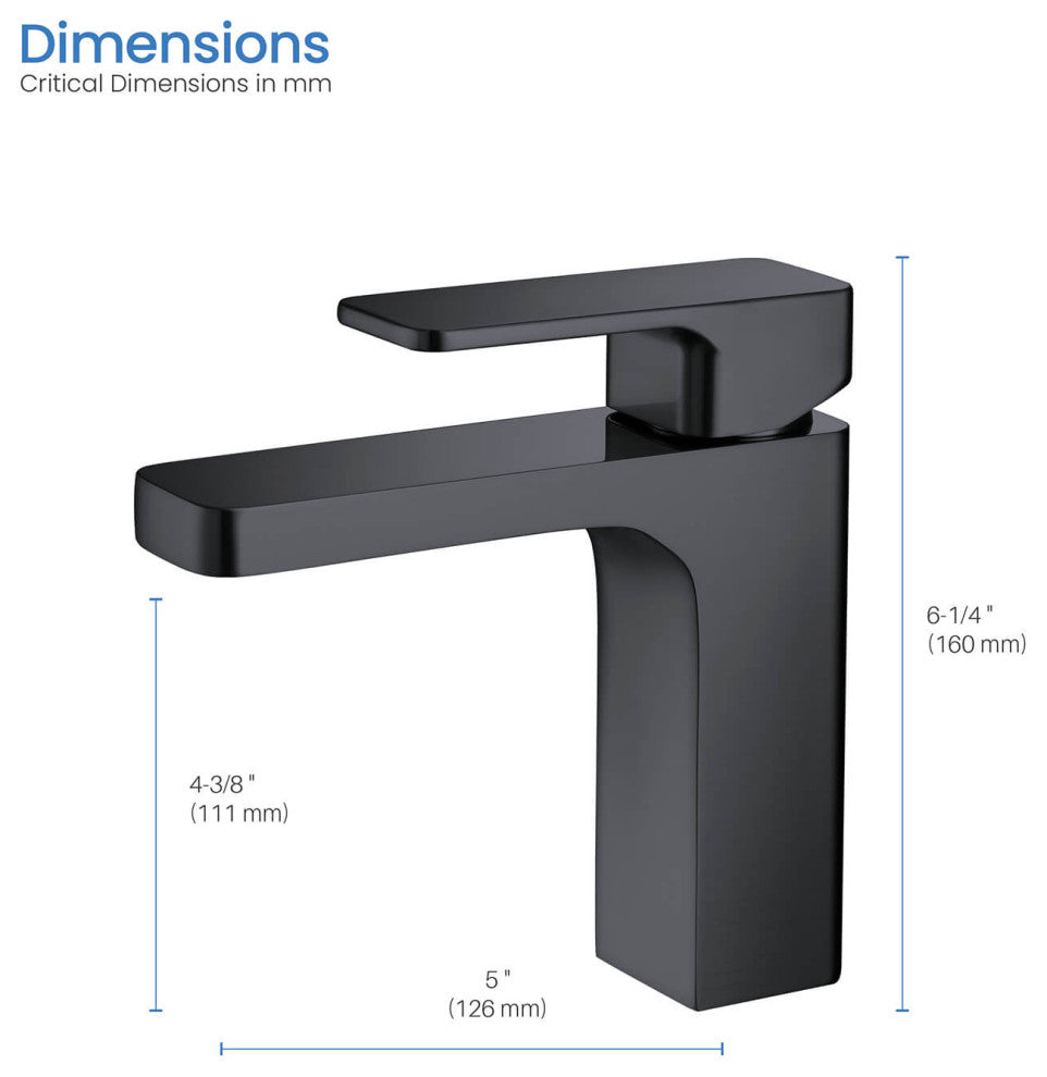 Blaze Single Handle Bathroom Sink Faucet, Matte Black