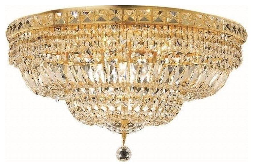 Elegant Lighting Tranquil 24" 12 Light Royal Crystal Flush Mount