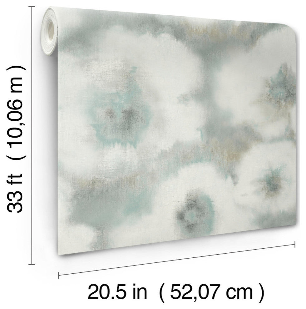Aqua Blended Floral Wallpaper