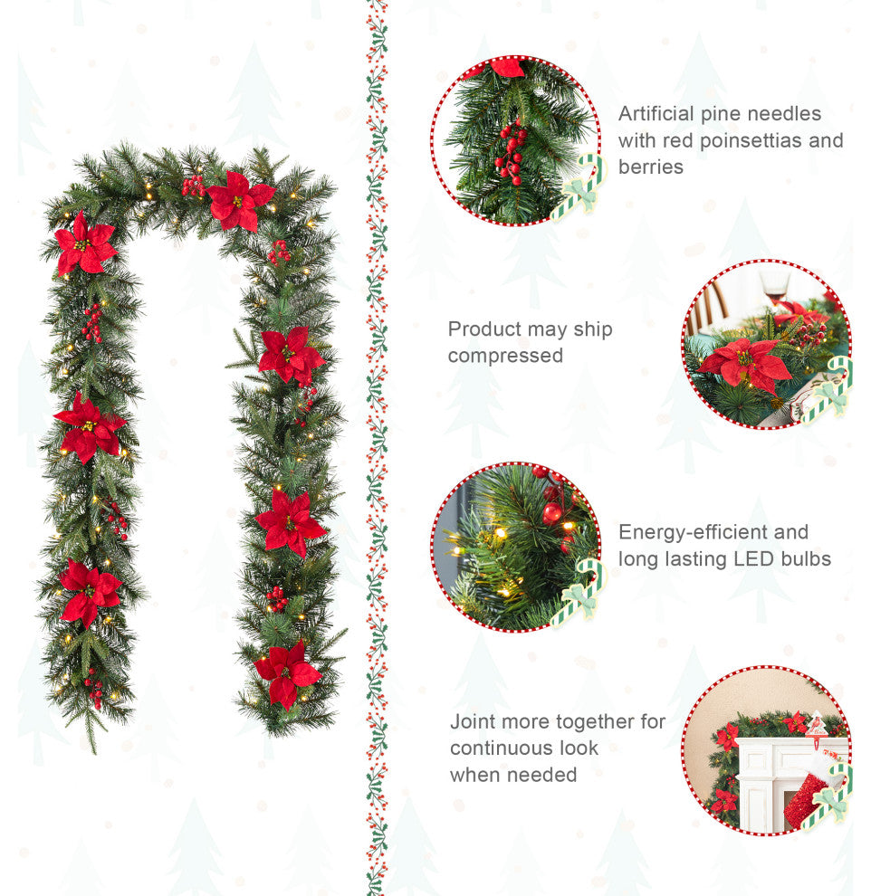 2-Pack 9' Pre-Lit Christmas Garland with Lights