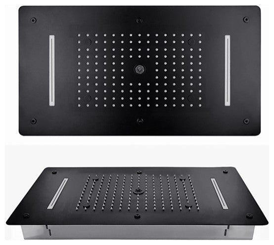 Gela Thermostatic Matte Black LED Rainfall Shower System With Handheld Shower