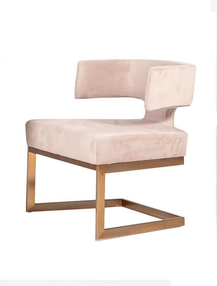 Modrest Calvo Modern Off-White Velvet and Brass Dining Chair