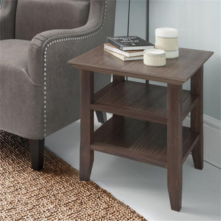 Acadian Solid Wood End Table In Warm Walnut Brown