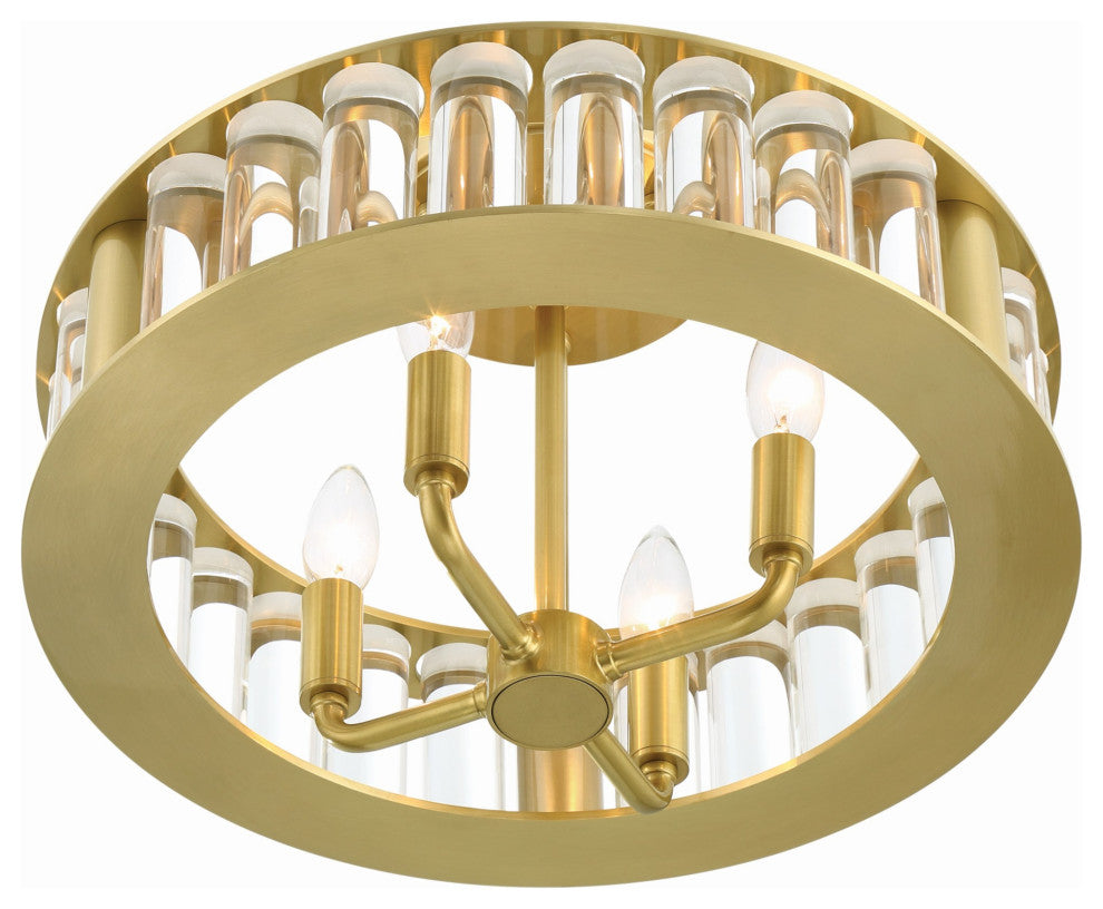 Crystorama Lighting Group FAR-6000 Farris 4 Light 17"W Semi-Flush - Aged Brass