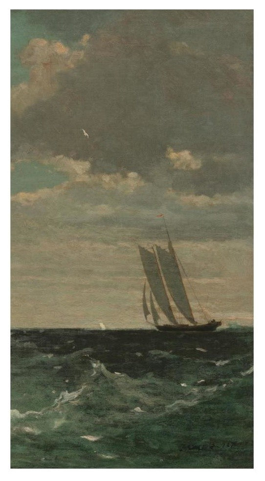 "Breezing Up (right)" Digital Paper Print by Winslow Homer, 18"x32"