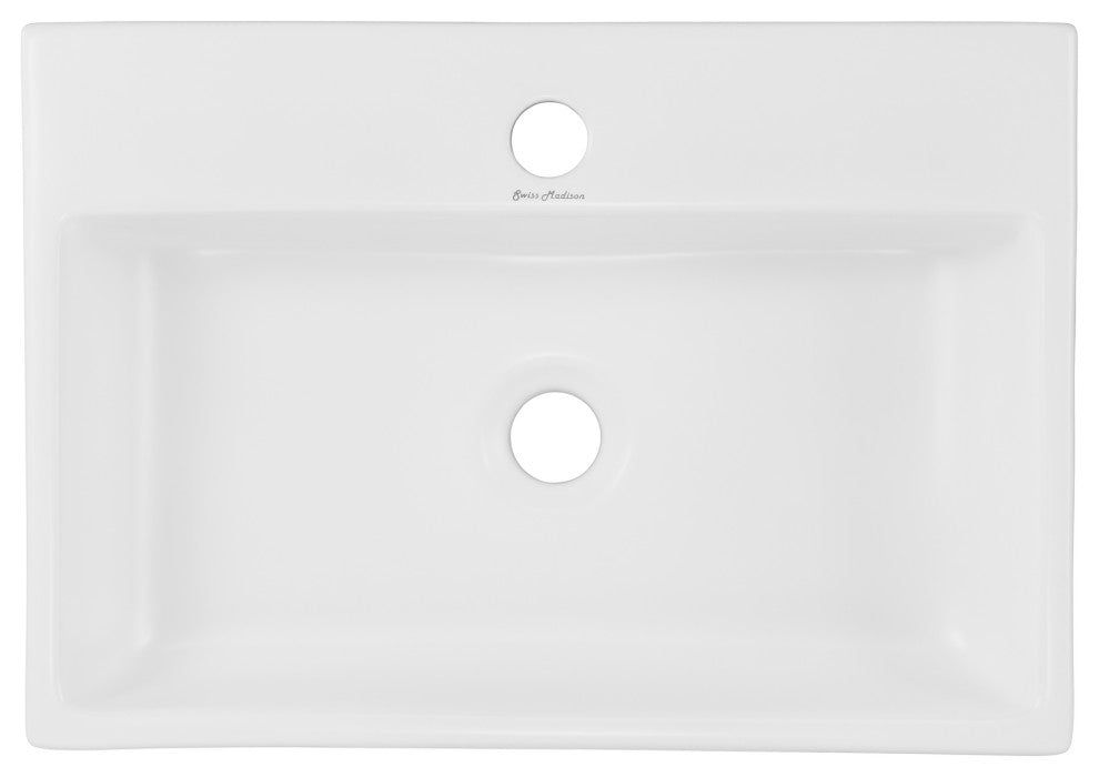 Claire 20" Rectangle Ceramic Vessel Sink, Matte White