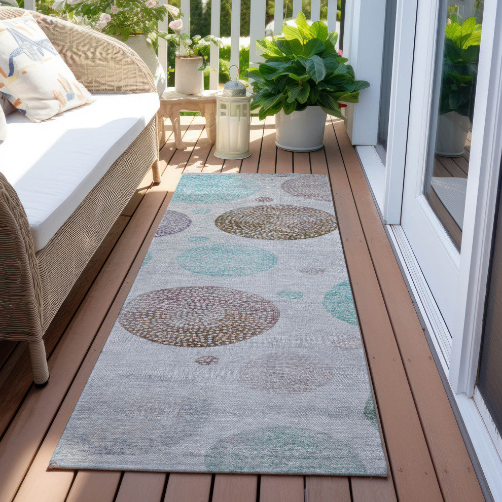 Machine Washable Indoor/Outdoor Chantille ACN1897 Blue 2'3" x 7'6" Runner Rug