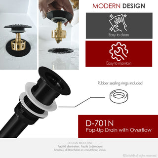 STYLISH Black Matte Pop-Up Bathroom Sink with Overflow Set of Two