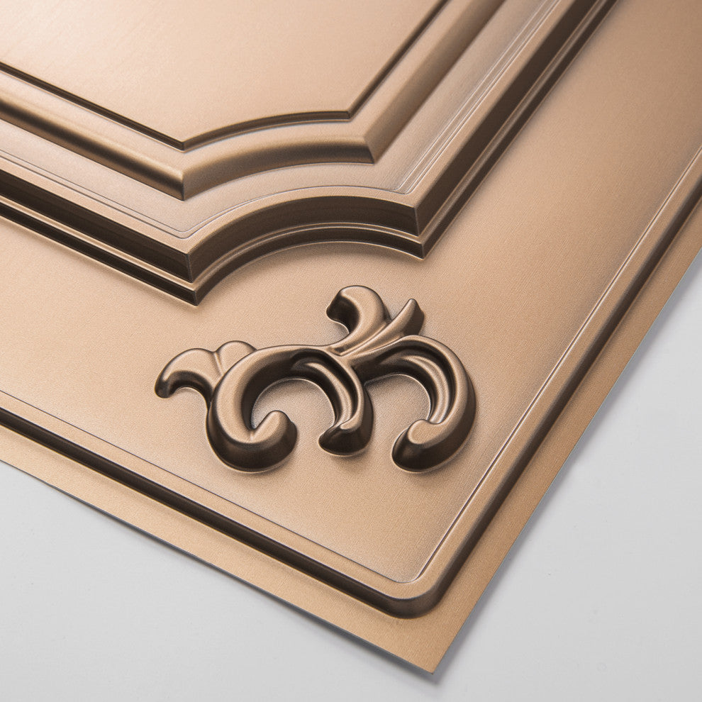 Drop Ceiling Tiles 24x24inch (12-Pack, 48 Sq.ft), Wainscoting Panels Glue Up 2x2, Bronze
