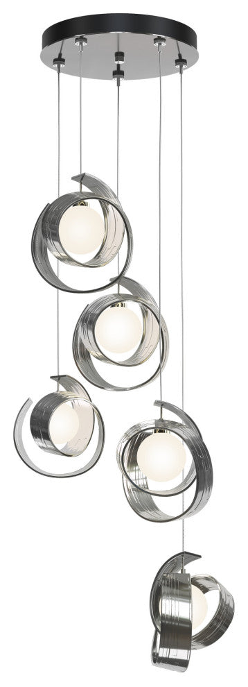 Riza 5-Light Pendant Sterling Opal Glass Standard