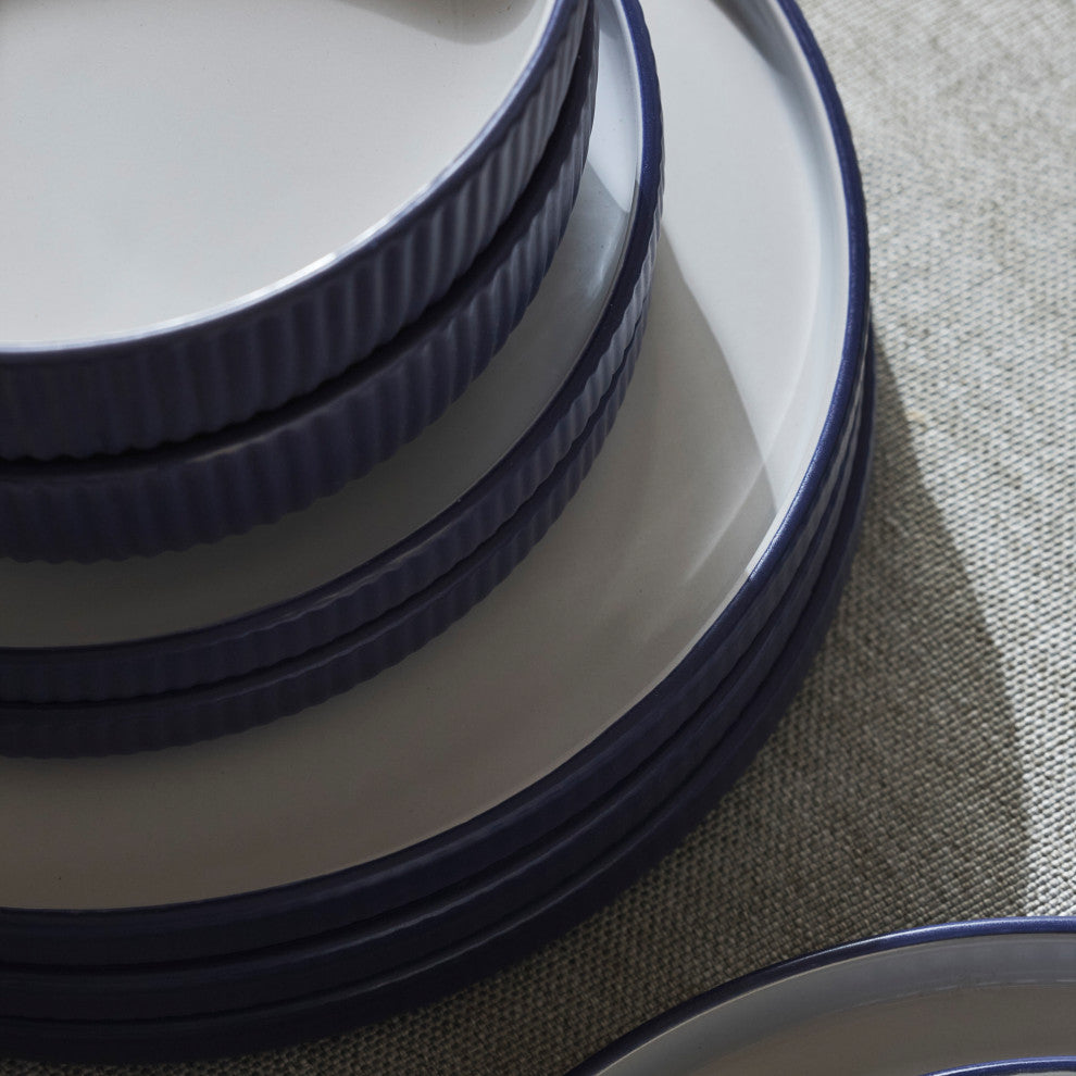 Christian Siriano Laro Stoneware 12 Piece Dinnerware Set, Dark Blue