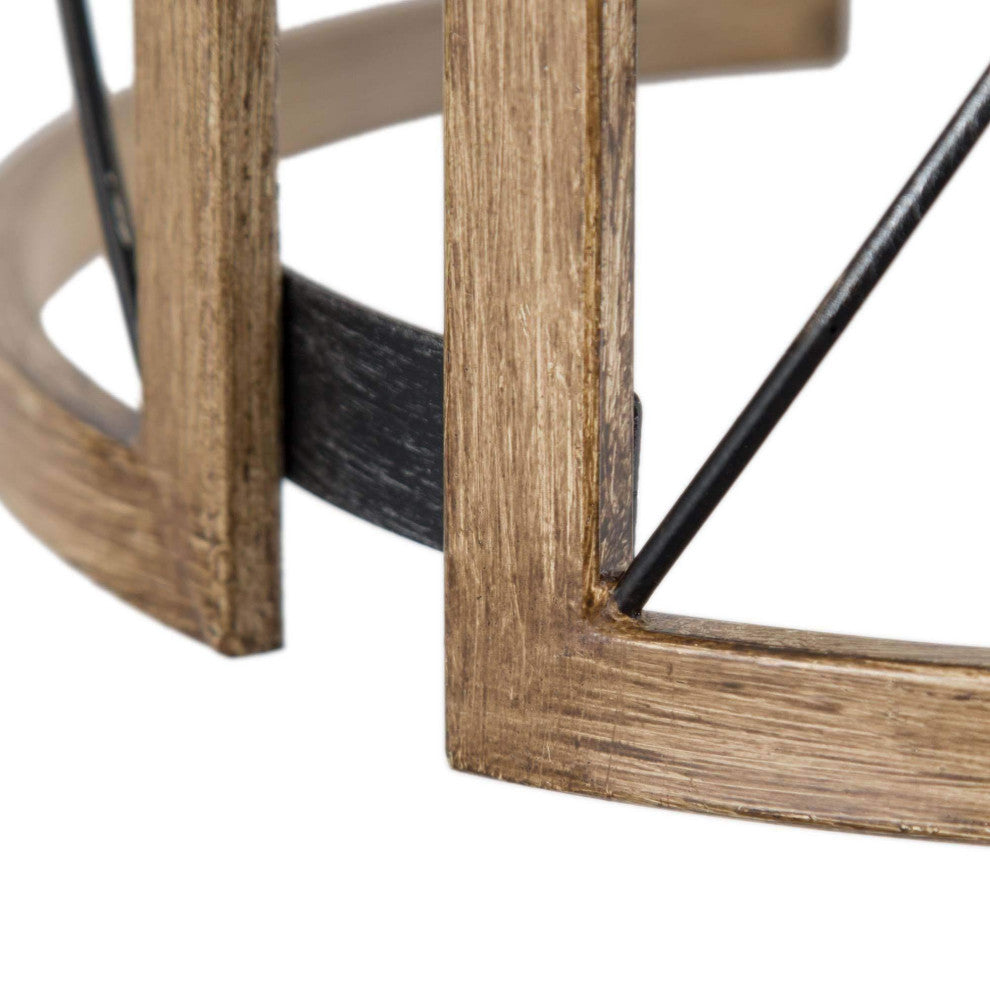 4-Lights Matte Black and Wood Tone Farmhouse Chandelier For Chateau