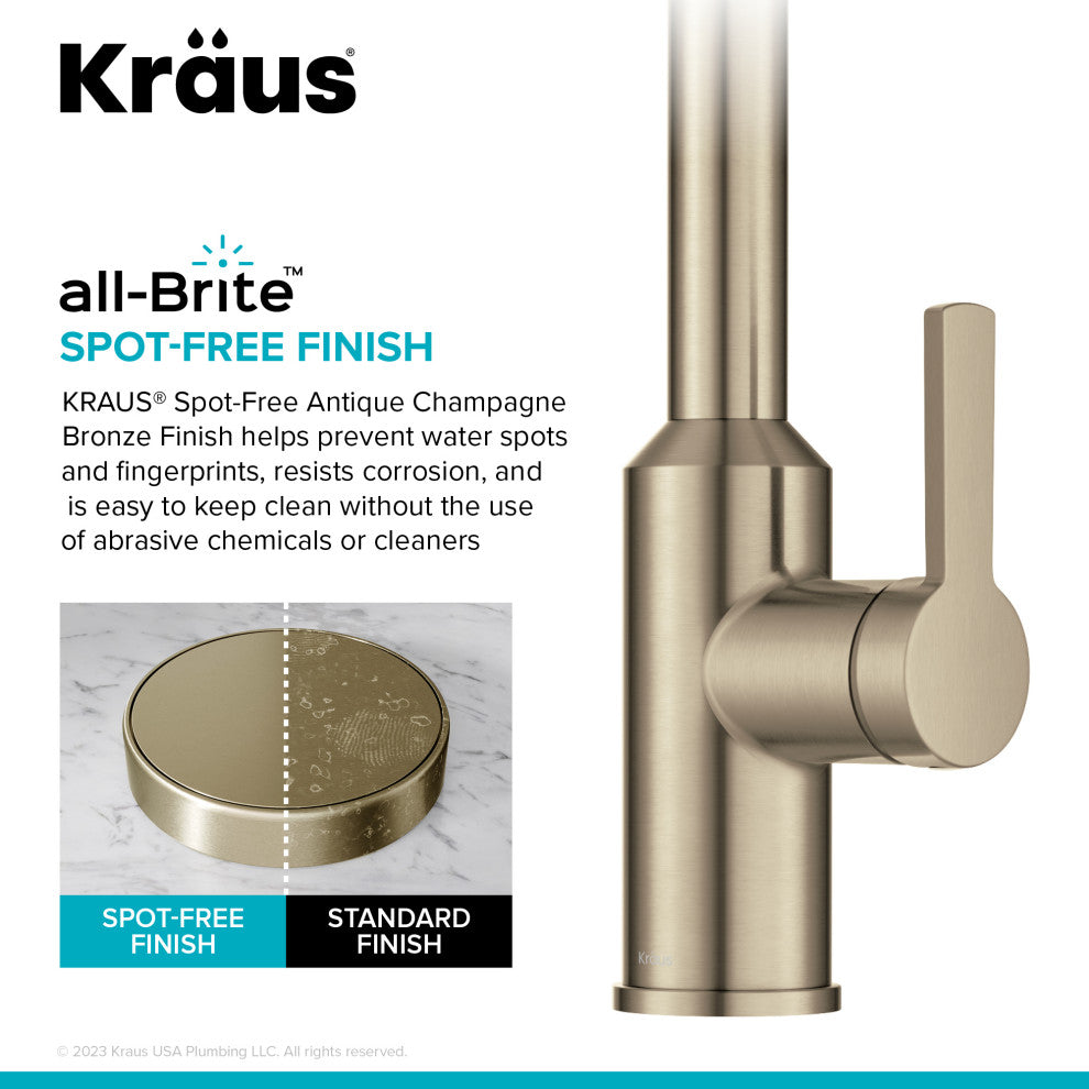 Oletto Touchless Sensor Pulldown Single Handle Kitchen Faucet, Spot Free Antique Champagne Bronze