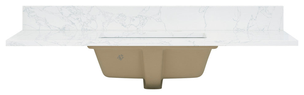 Engineered Stone Vanity Top in Grain White, 43", Single Sink