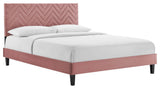 Leah Chevron Tufted Performance Velvet King Platform Bed, Dusty Rose