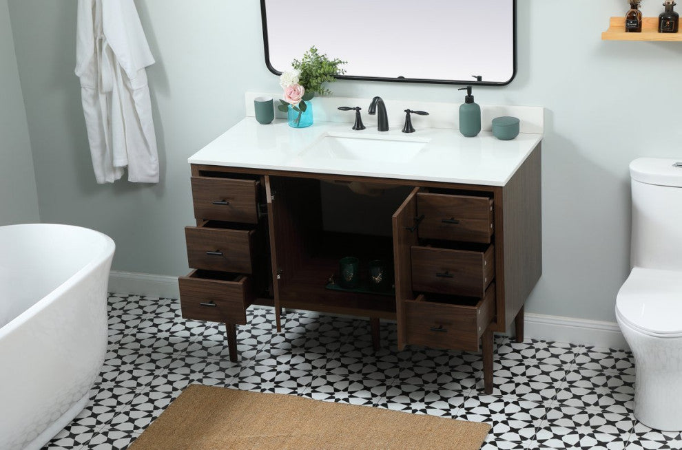 Home Living 22" Midcentury Modern Walnut-Light Bathroom Vanity