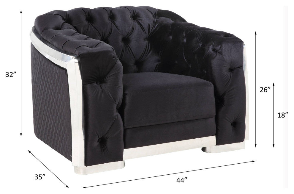 ACME Pyroden Chair, Black Velvet and Chrome