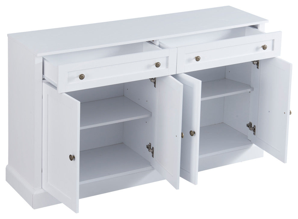 TATEUS 58" Kitchen Sideboard Storage Buffet Cabinet, White