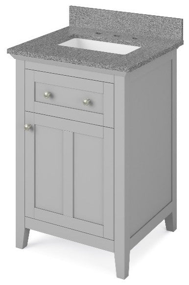 Chatham Traditional 24" Grey Single Sink Vanity, Steel Grey Cultured Marble Vani