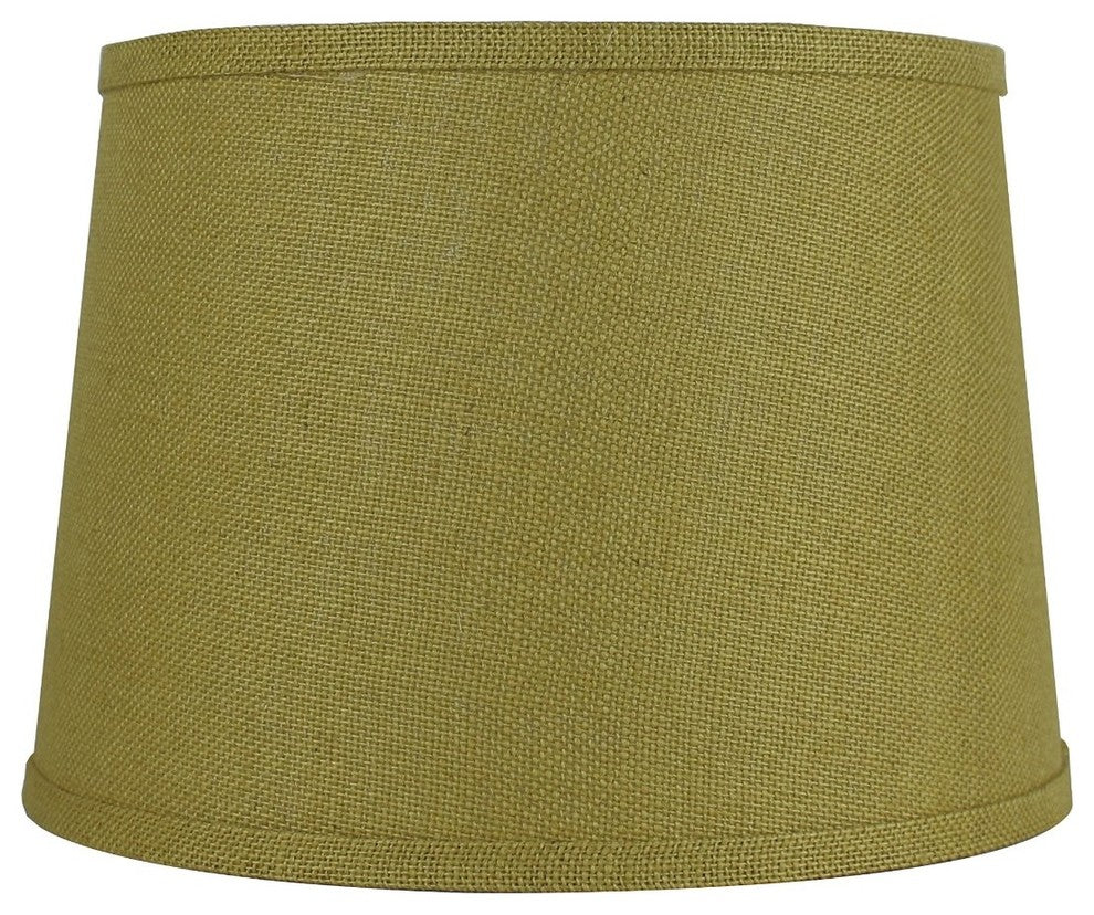 French Drum Burlap Lampshade, 12"x14"x10", Mustard Yellow