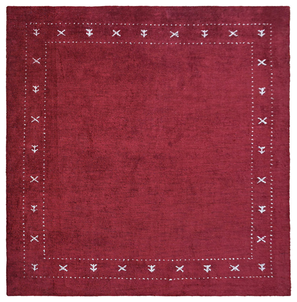 HAND KNOTTED LOOM SILK ECO-FRIENDLY AREA RUGS -8'x8', Square, Red, Contemporary