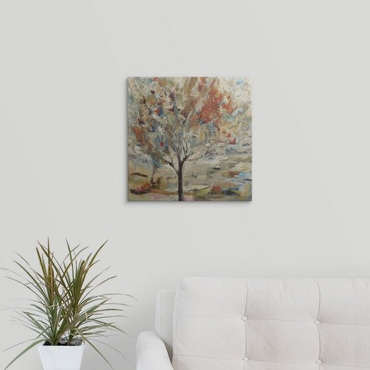 "Red Bird Tree" Canvas Art, 16"x16"x1.25"