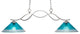 Revo 2-Light Island, Aged Silver Finish, 12" Teal Crystal Glass