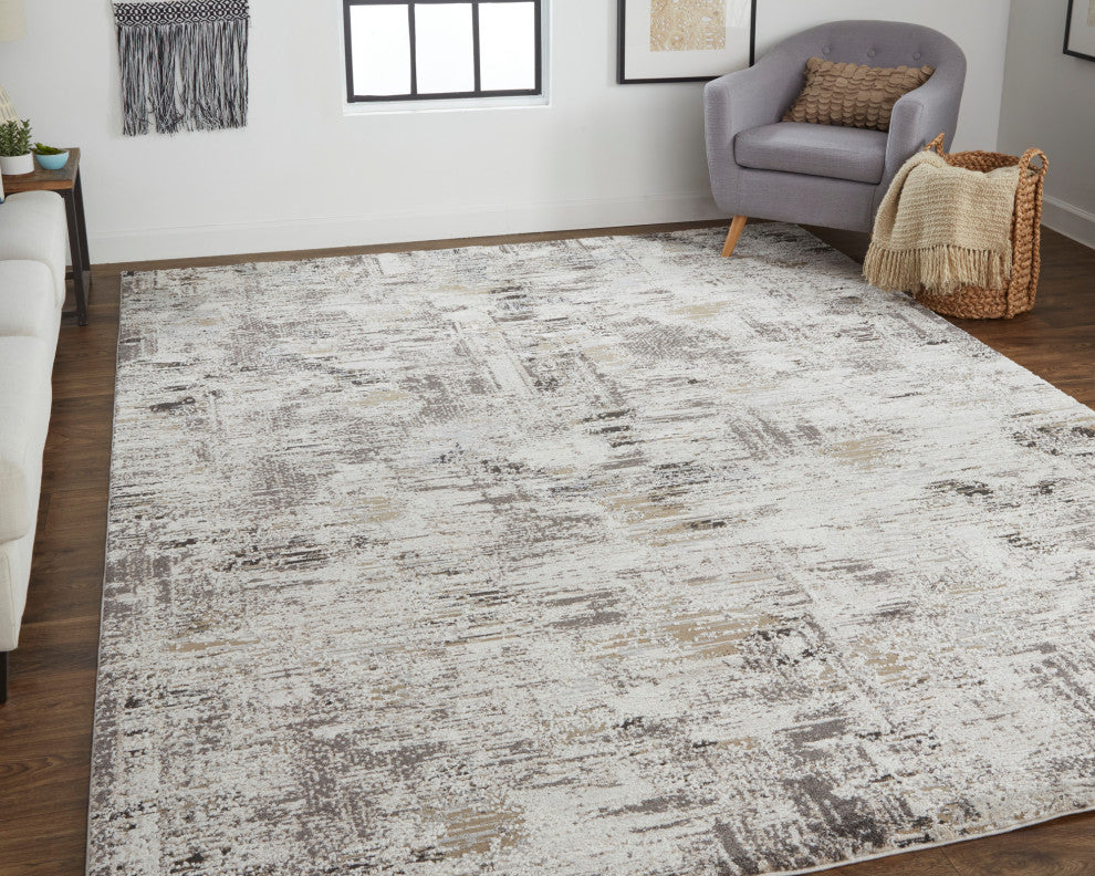 Weave & Wander Kayden Rug, Ivory/Charcoal, 6'-7" X 9'-6"