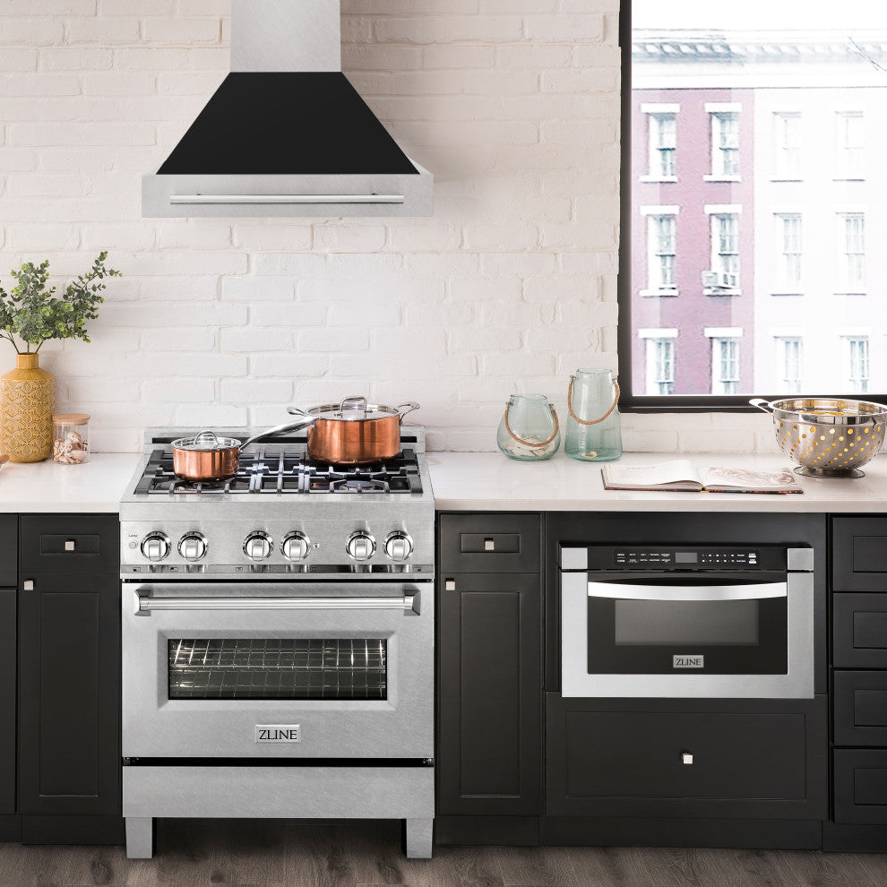 ZLINE 30 In. Wall Mount Range Hood, DuraSnow With Black Matte, 8654SNX-BLM-30