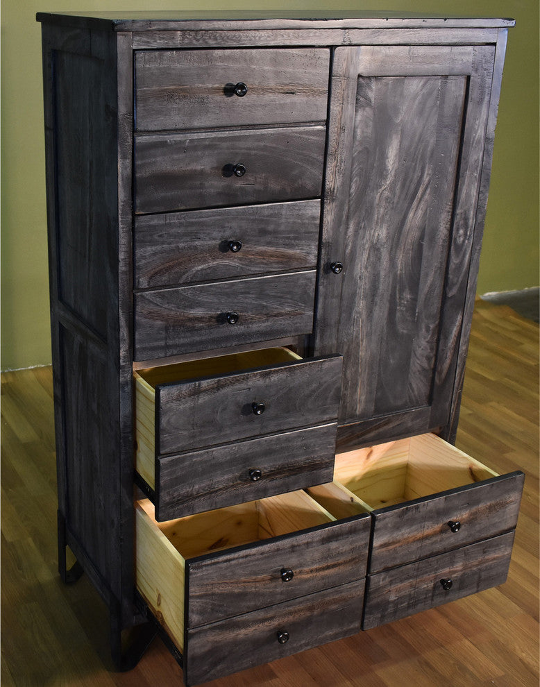 Sawyer Parota Wood 5-Drawer 1-Door Chest, Highboy Dresser