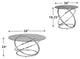 Contemporary Glass Top Table Set with Metal Rings Base, Clear and Silver