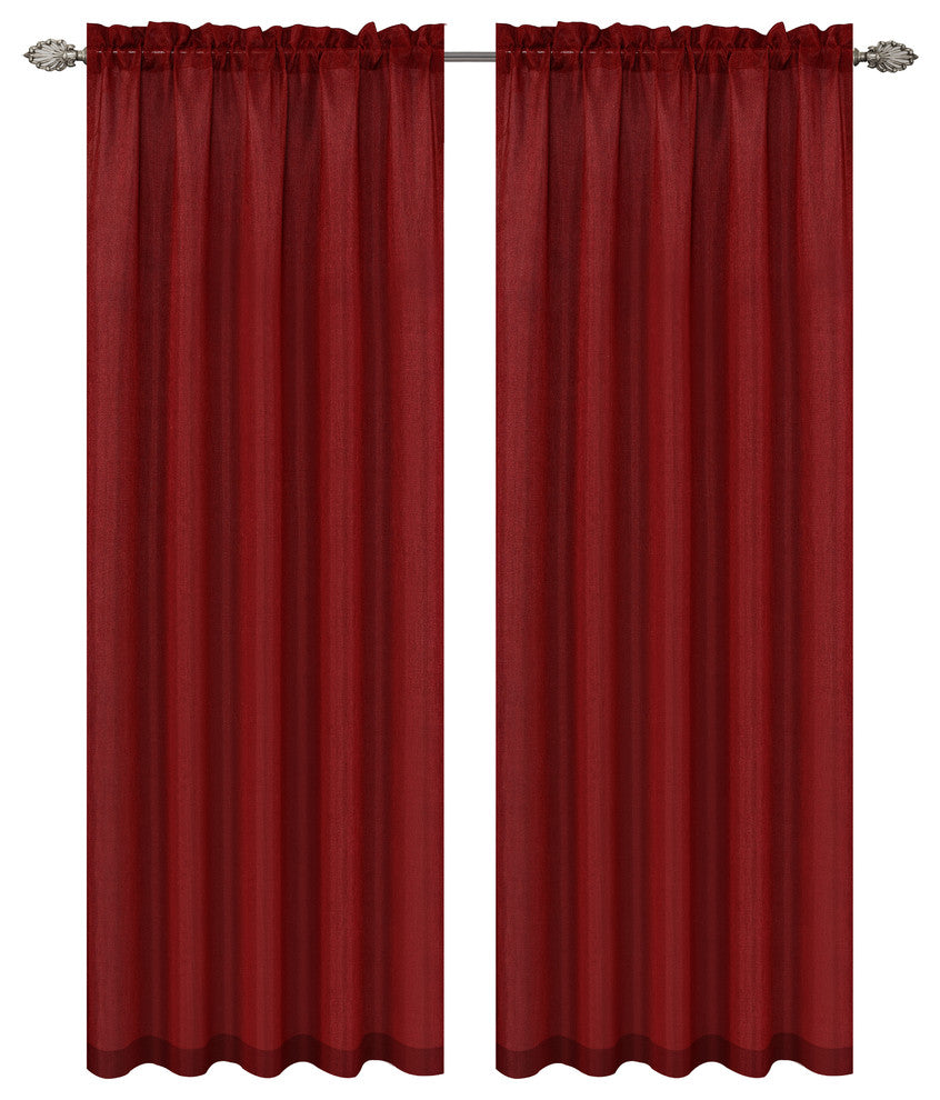 Tweed Drapery Curtain Panels, Burgundy
